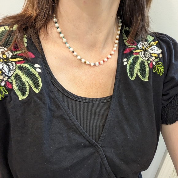 Pearl and Swarovski Crystal Rainbow GF Necklace - Picture 11 of 11